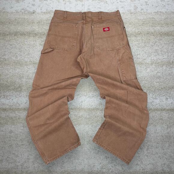 Vintage Dickies Carpenter Pants Camel Tan Canvas Baggy Dungarees Painters 90s